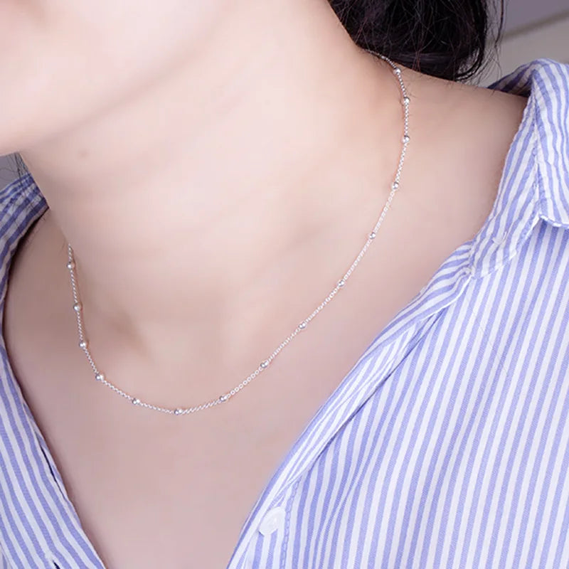 925 Silver Bohemia Bead Chain Necklace for Women