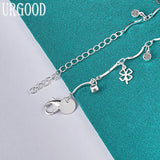 925 Silver Clover Pendant Bracelet Women Party Birthday Gift