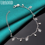 925 Silver Clover Pendant Bracelet Women Party Birthday Gift