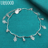 925 Silver Clover Pendant Bracelet Women Party Birthday Gift