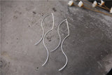 925 Silver Curve Ear Line Long Earrings Wave Tassel Dangle Drop Earrings
