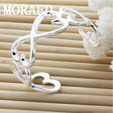 925 Silver Heart Bracelet Women Bangle Wedding Jewelry