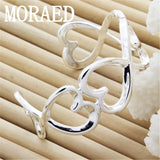 925 Silver Heart Bracelet Women Bangle Wedding Jewelry