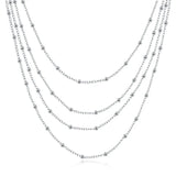 925 Sterling Silver Smooth Beads Necklace Wedding Charm Jewelry