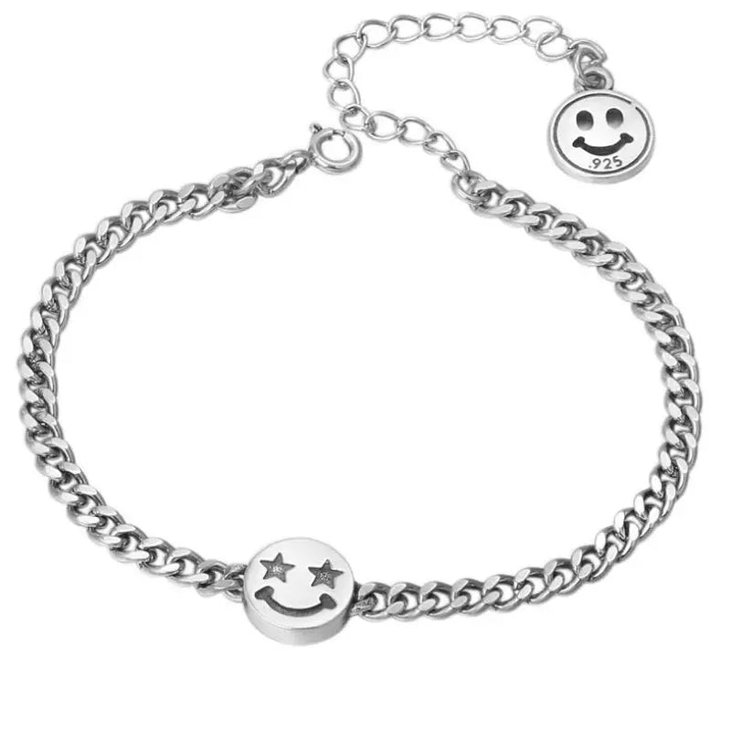 925 Silver Smiley Female Bracelet S925 (FGL)