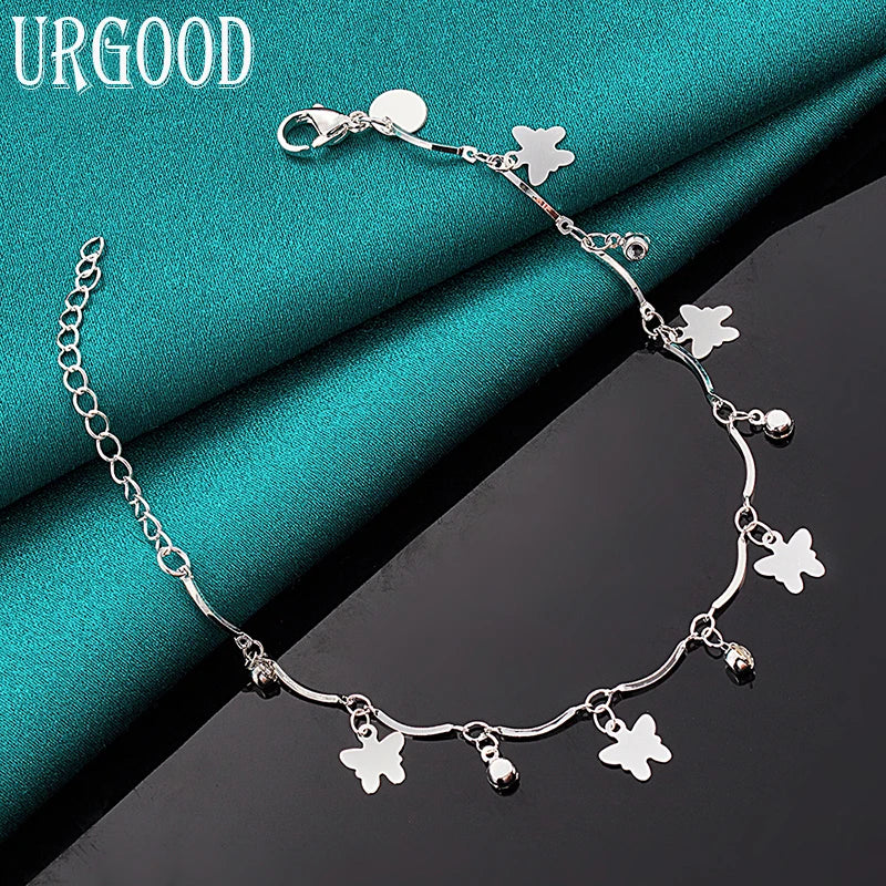 925 Sterling Silver Butterfly Bracelet Women Engagement Wedding Gift