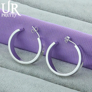 925 Silver Round Earrings Women Engagement Wedding Party Charm Gift