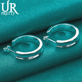 925 Silver Round Earrings Women Engagement Wedding Party Charm Gift