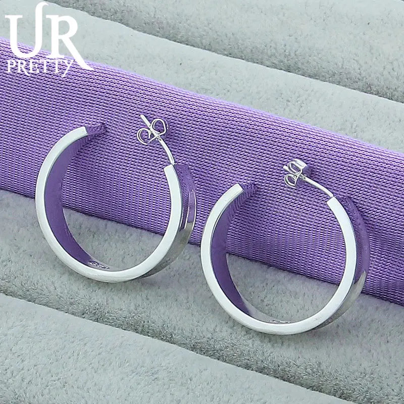 925 Silver Round Earrings Women Engagement Wedding Party Charm Gift