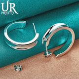925 Silver Round Earrings Women Engagement Wedding Party Charm Gift