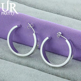 925 Silver Round Earrings Women Engagement Wedding Party Charm Gift