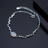 925 Sterling Silver Leaf Moonstone Bracelets for Women