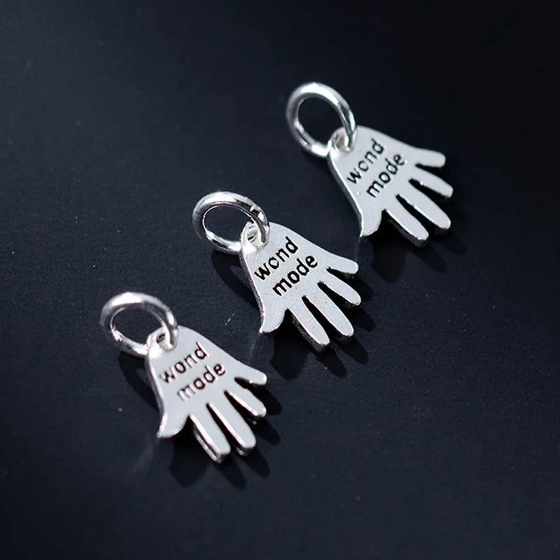 925 Silver Letter Hand Women Necklace Charms S925 Silver Circle Pendants
