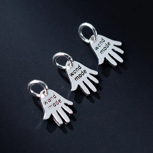 925 Silver Letter Hand Women Necklace Charms S925 Silver Circle Pendants