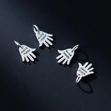 925 Silver Letter Hand Women Necklace Charms S925 Silver Circle Pendants