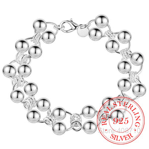 925 Sterling Silver Round Charm Ball Bracelets For Women Girl