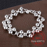 925 Sterling Silver Round Charm Ball Bracelets For Women Girl