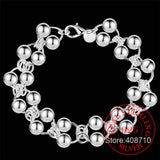 925 Sterling Silver Round Charm Ball Bracelets For Women Girl