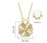 925 Silver Magnetic Heart Folding Necklace Women 4 Heart Clover Necklace