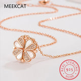 925 Silver Magnetic Heart Folding Necklace Women 4 Heart Clover Necklace