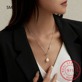 925 Silver Baroque Pearl Branch Pendant Necklace for Women