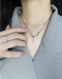 925 Silver Necklace Zircon Star Pearl Chain DIY Woman Jewelry