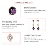 925 Silver CZ Enamel Drop Earrings Party Jewelry