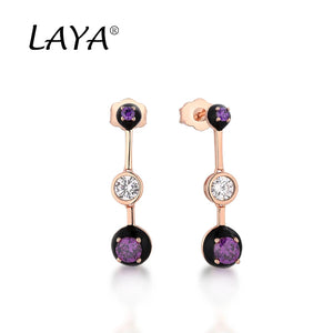 925 Silver CZ Enamel Drop Earrings Party Jewelry