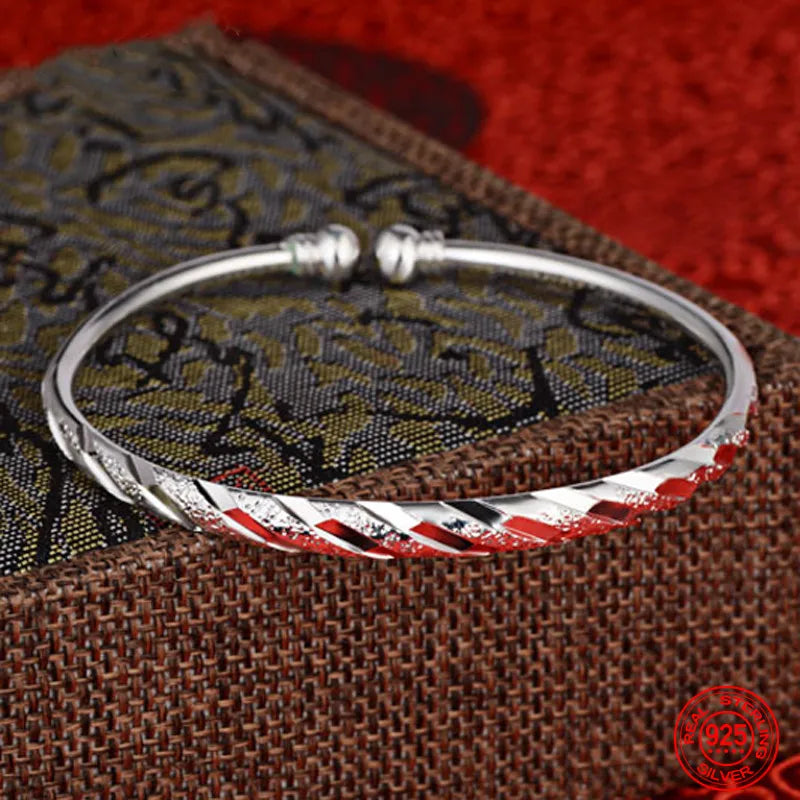 925 Silver Open Cuff Bracelet for Wedding Jewelry