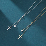 925 Silver Cross Tassel Pendant Necklace for Women