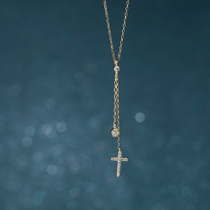 925 Silver Cross Tassel Pendant Necklace for Women