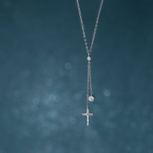 925 Silver Cross Tassel Pendant Necklace for Women