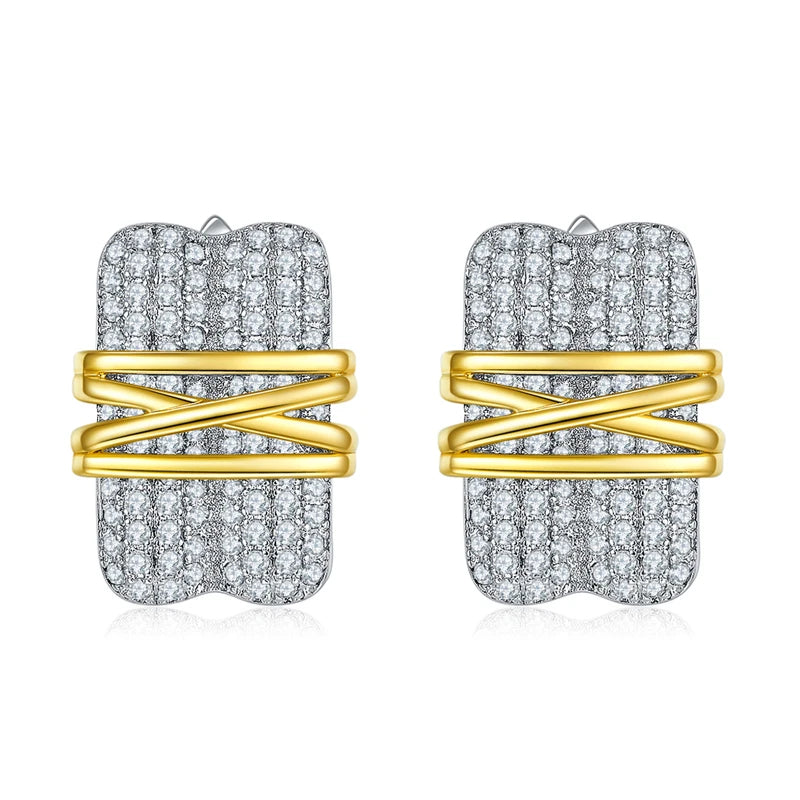 925 Silver Multi-Line High Zirconia Earrings Gift
