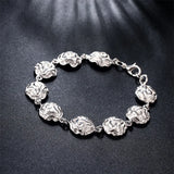 925 Silver Rose Flower Bracelet Charm Wedding Party Jewelry