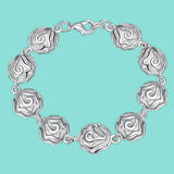 925 Silver Rose Flower Bracelet Charm Wedding Party Jewelry