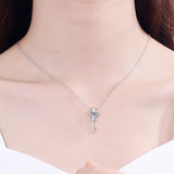 925 Silver Moissanite Wedding Necklace Key Pendant