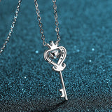 925 Silver Moissanite Wedding Necklace Key Pendant