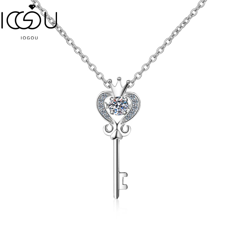 925 Silver Moissanite Wedding Necklace Key Pendant