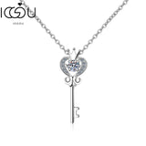 925 Silver Moissanite Wedding Necklace Key Pendant