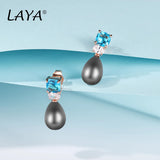 925 Silver Shell Pearl Crystal Earrings Wedding Zircon Jewelry