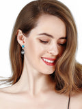 925 Silver Shell Pearl Crystal Earrings Wedding Zircon Jewelry