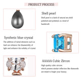 925 Silver Shell Pearl Crystal Earrings Wedding Zircon Jewelry