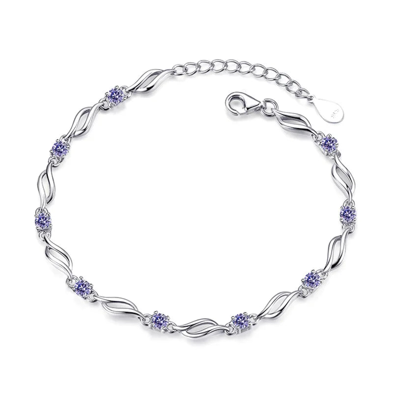 925 Silver Crystal Bracelet Wedding Gift Wholesale Charms Bracelet