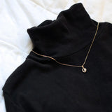 925 Silver Crescent Moon Pendant Necklace Crystal Wedding Jewelry