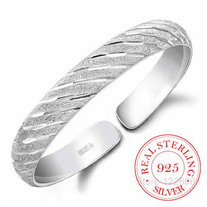 925 Silver Female Bangle No Fade Cuff Bracelet Birthday Gift