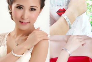 925 Silver Female Bangle No Fade Cuff Bracelet Birthday Gift
