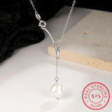 925 Silver Snake Bone Chain Baroque Pearl Necklace for Women