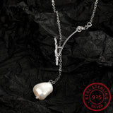 925 Silver Snake Bone Chain Baroque Pearl Necklace for Women