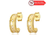 925 Silver Star Zircon Spiral Stud Earrings for Women