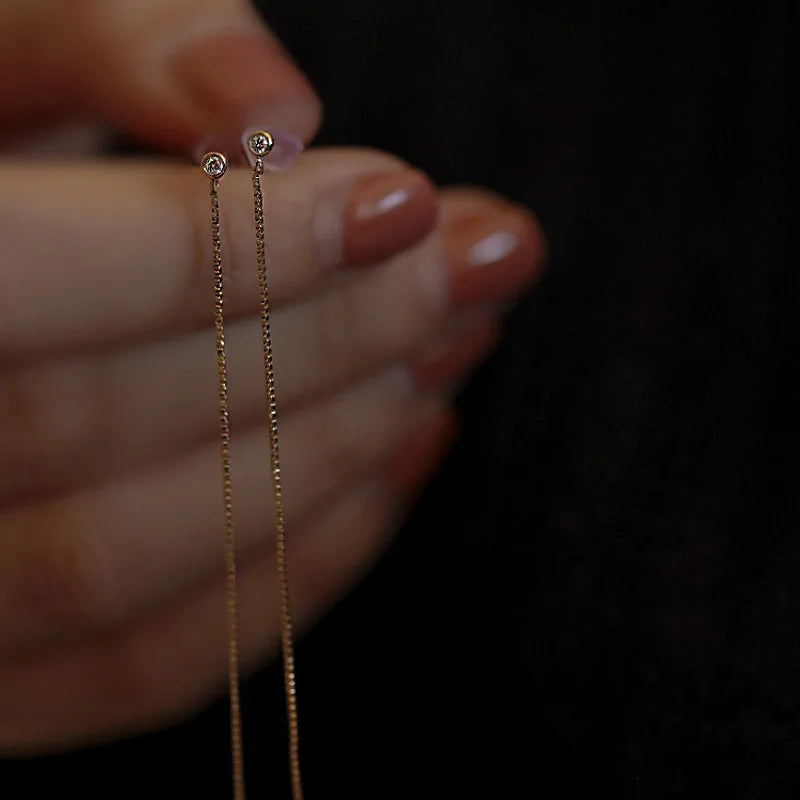 925 Silver Zircon Tassel Ear Wire Earring Wedding Party Jewelry